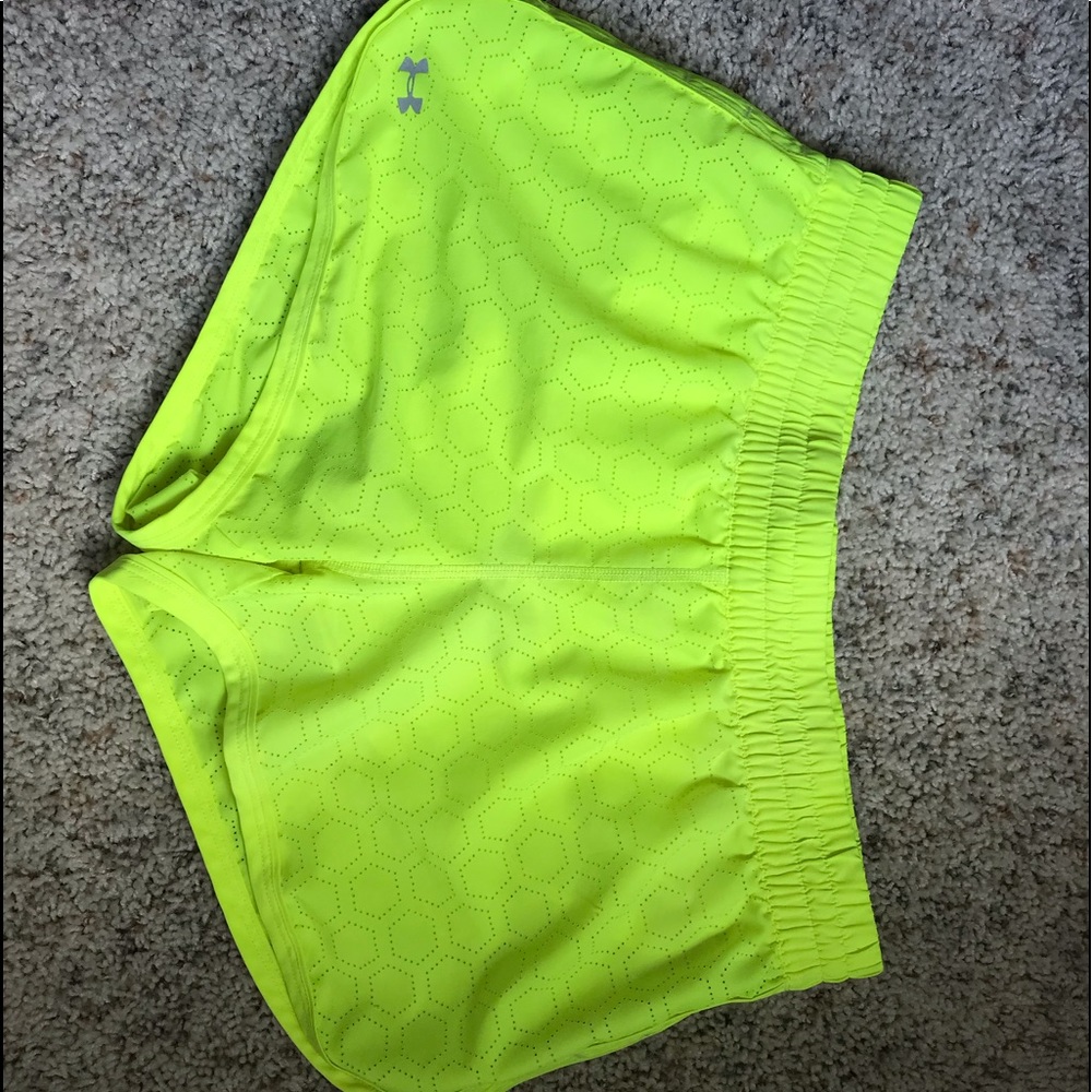 Neon yellow Under Armour athletic shorts